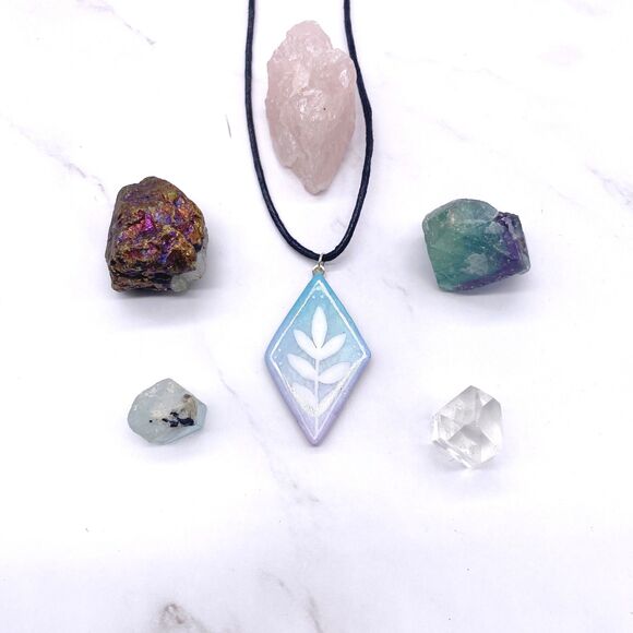 Blue and Purple Botanical Necklace - Picture 4 of 10